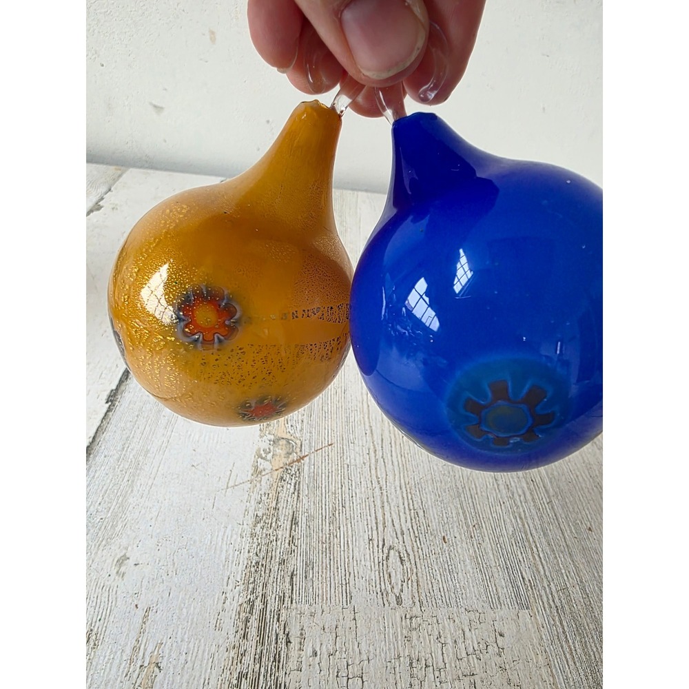 Glass teardrop unique glitter blue gold ornament Xmas tree